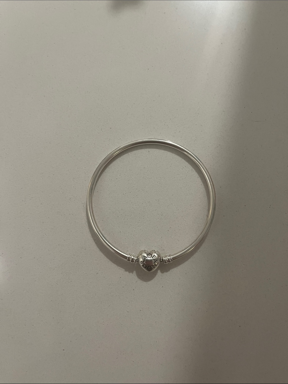 Pandora Silver Heart Clasp Bangle Bracelet